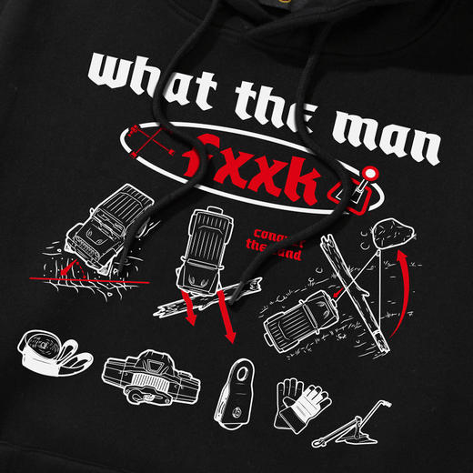 自由基地越野系列连帽抓绒卫衣宽松个性男女款情侣外套长袖休闲衫 NMT-1266 商品图6