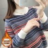 PDD-QXML201017新款时尚气质宽松半高领长袖条纹加绒针织衫 商品缩略图12