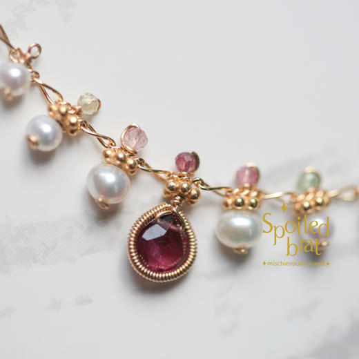 spoiledbrat jewelry桂冠系列珍珠、碧玺项链 商品图1