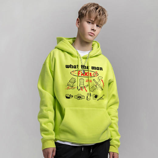 自由基地越野系列连帽抓绒卫衣宽松个性男女款情侣外套长袖休闲衫 NMT-1266 商品图1