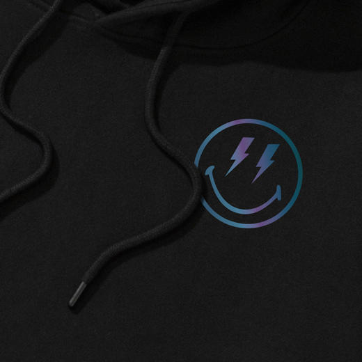 自由基地笑脸图案炫彩印花BF情侣宽松卫衣抓绒连帽潮流青年外套衫 NMT-1269 商品图3