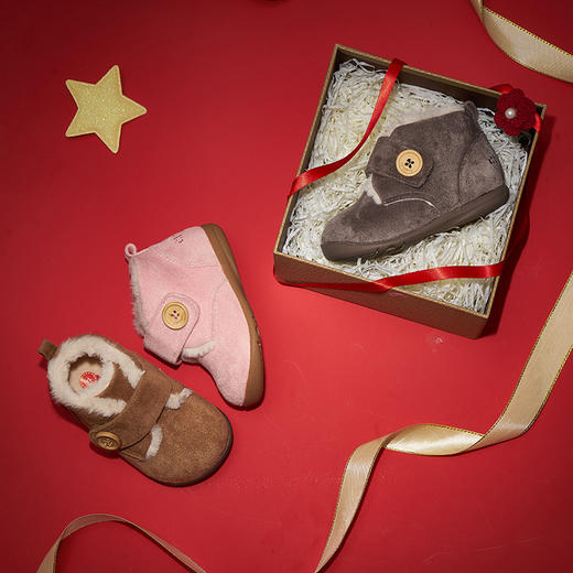 卡特兔冬款宝宝圆润龙猫仿羊绒短靴 3色 一段/二段 商品图1