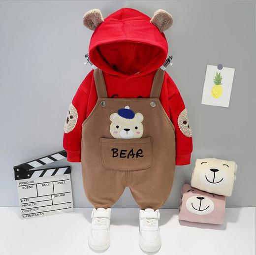 【儿童套装】春秋儿童小熊背带套装宝宝套装韩版可爱童装 商品图0