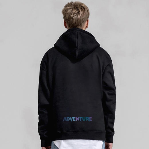 自由基地4X4暗黑炫彩印花图案情侣带帽套头抓绒卫衣宽松BF大码款 NMT-1268 商品图1