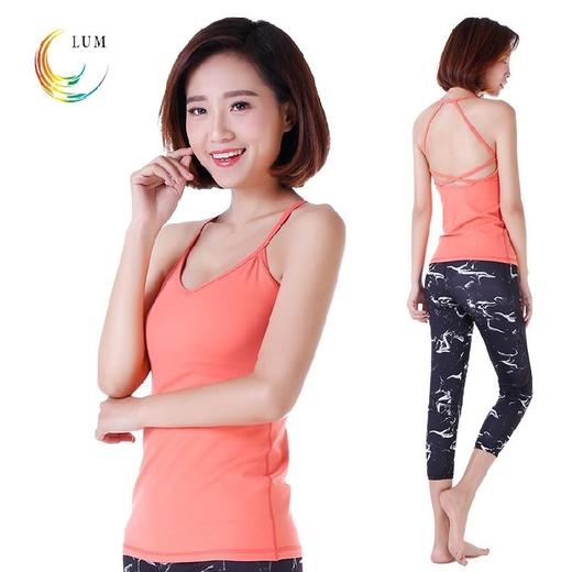 LUM015272露檬瑜伽服简约吊带瑜珈背心锦纶瑜伽服（含胸垫） 商品图0