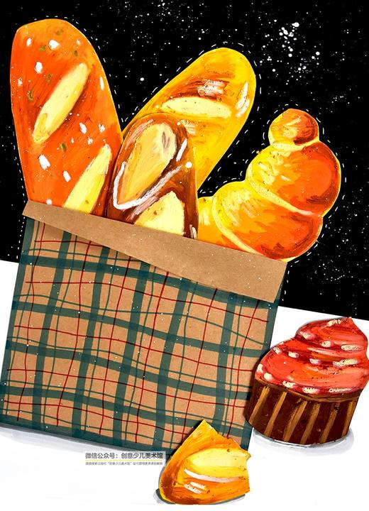 《松软可口的面包》油画棒【自动发货：下单后，点击手机短信中收到的链接，即可获取文件下载的链接；如有任何问题，可添加客服微信hm33268获得帮助】 商品图0