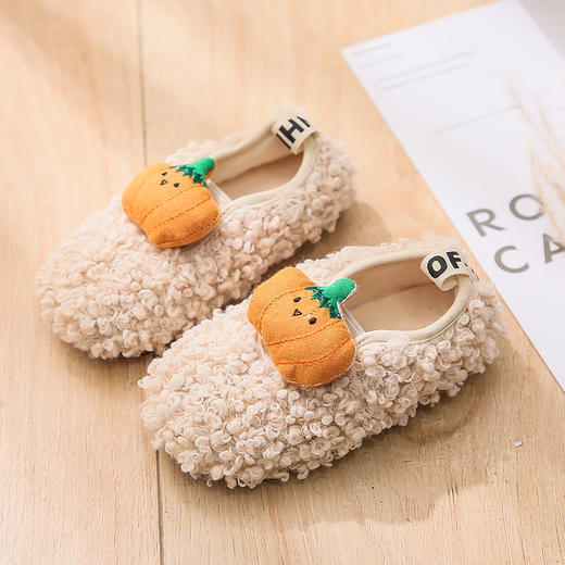 清仓童鞋秋冬可爱南瓜羊卷毛毛鞋101770