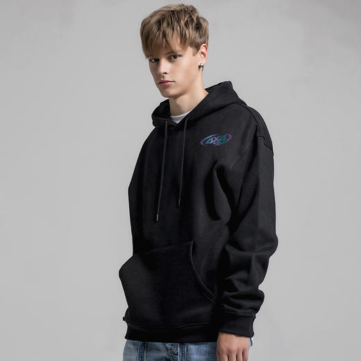 自由基地4X4暗黑炫彩印花图案情侣带帽套头抓绒卫衣宽松BF大码款 NMT-1268 商品图2