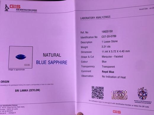 无烧蓝宝石戒指n主石221克拉钻石05克拉金5克皇家蓝马眼切工款式精致