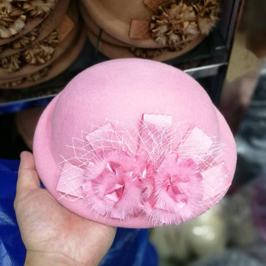 BL-秋冬季帽子女韩版潮贝雷帽英伦花朵发箍卷边空姐帽 商品图3