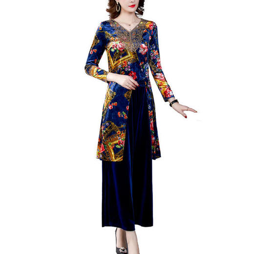 AHM-ymy7979新款韩版复古印花阔腿裤两件套 商品图4