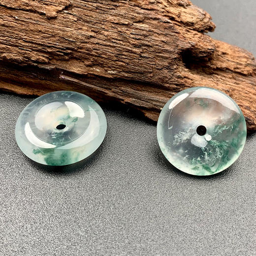 派瑞翡翠 翡翠戒面 玻璃种 飘蓝花 商品图0