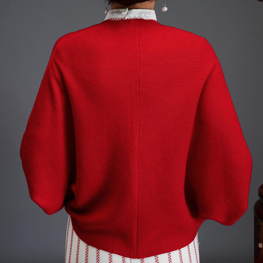 DAS-搭配旗袍披肩外套女春秋短款蝙蝠衫复古宽松斗篷 商品图2