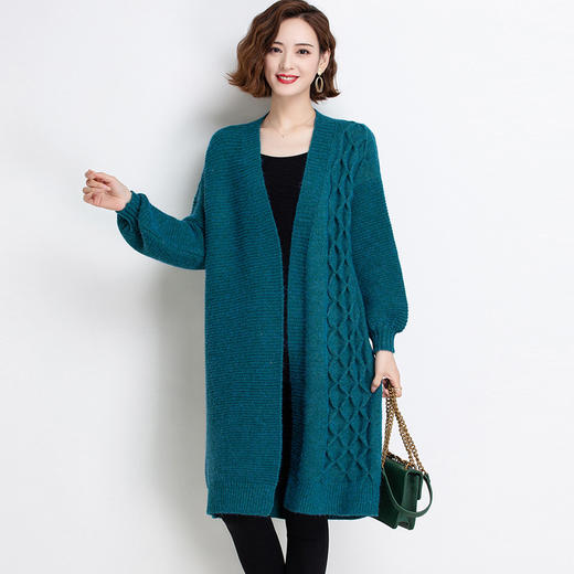 秋冬新款长款宽松麻花大码针织衫开衫(货号 fc65023)