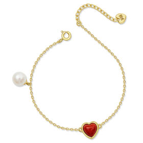 Pearl moments 珠玉系列 南红小心心珍珠手链