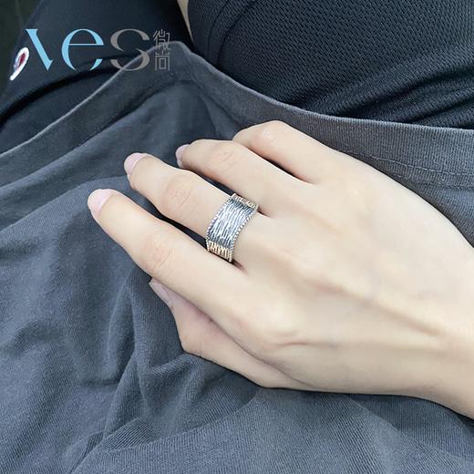 宽面树纹泰银925开口戒指 商品图4