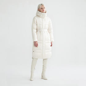 带帽双领长款羽绒服