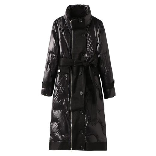 WLZD2024307新款时尚气质收腰拼接中长款白鸭绒羽绒服Y 商品图2