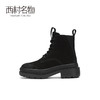 西村名物冬季新款女靴牛皮革系带平底圆头时尚马丁靴41701 商品缩略图1