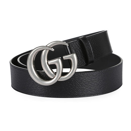 【跨境】GUCCI 古驰 男士黑色双G带扣皮革腰带 406831-DJ20N-1000 黑色 110 商品图0