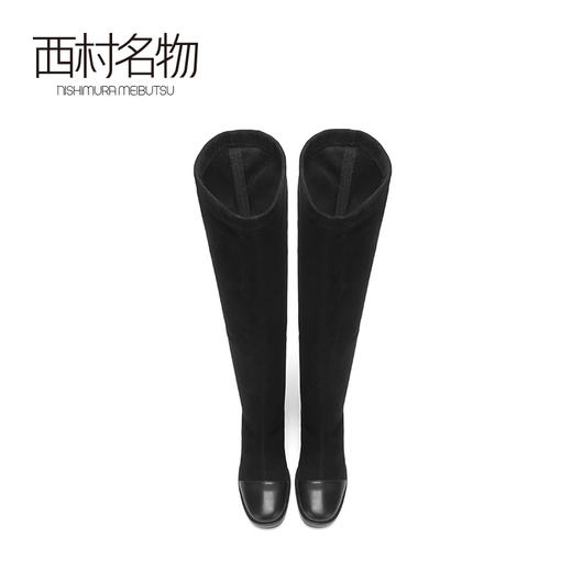 西村名物2020冬季新款过膝靴女纯色港风复古方跟高跟长筒靴X20DI40331 商品图2