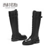 西村名物2020冬季新款长筒靴牛皮革中跟休闲朋克风机车长靴X20DQ40181 商品缩略图2