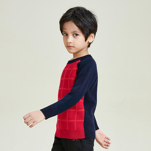 METTE羊绒世家童装100%山羊绒衫2020冬时尚拼接撞色内搭保暖毛衣 商品图3