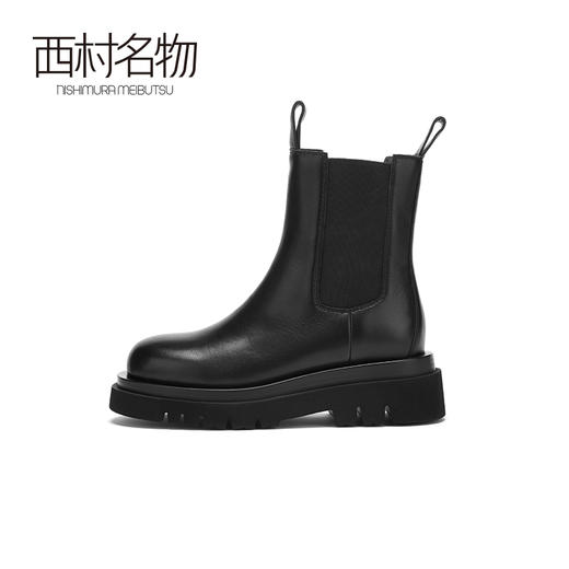 西村名物2020冬季新品烟囱靴牛皮革简约时尚牛皮低跟短靴X20DS40201 商品图1