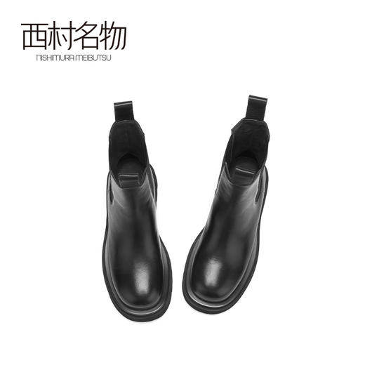 西村名物2020冬季新品烟囱靴牛皮革简约时尚牛皮低跟短靴X20DS40201 商品图3