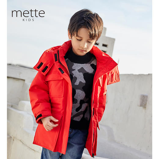 METTE童装90白鹅绒羽绒服2020冬新品中大童男宝连帽加厚保暖外套 商品图0