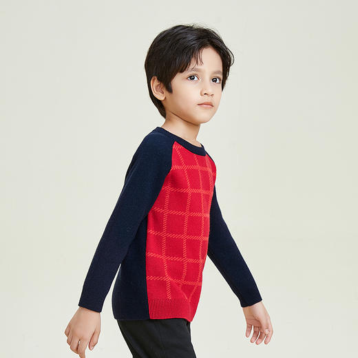 METTE羊绒世家童装100%山羊绒衫2020冬时尚拼接撞色内搭保暖毛衣 商品图2