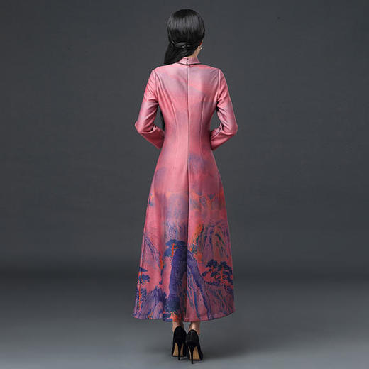 DNS-2047修身舒适长款长袖鹿皮绒加厚高档宴会旗袍 商品图4