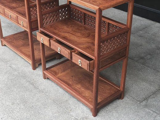 红桥红  家具严选  缅甸花梨（大果紫檀）  【60小博古架/茶棚】 商品图4