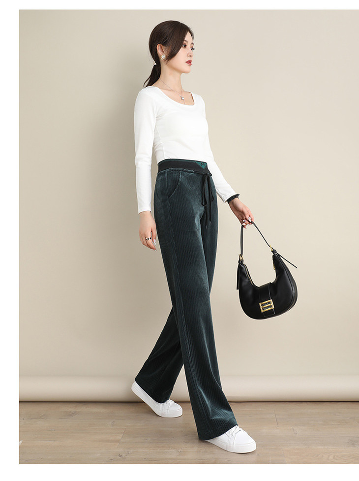 特卖价126工厂优选女裤专场垂感雪尼尔阔腿裤女韩版宽松直筒休闲裤女