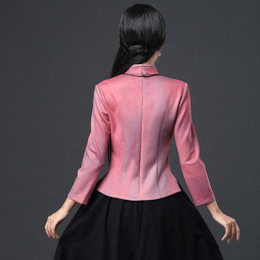 DNS-2049修身气质鹿皮绒加厚长袖中国风旗袍上衣 商品图4