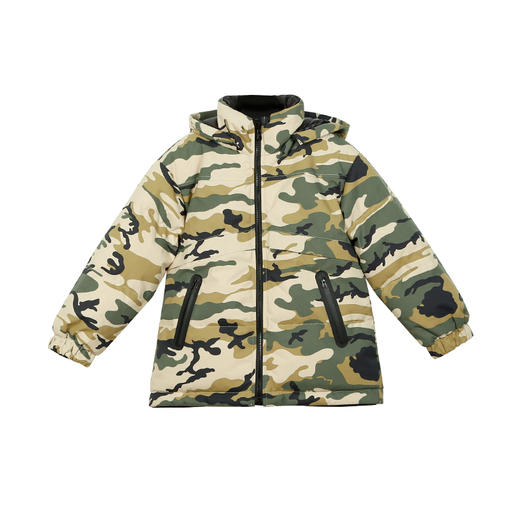 METTE童装90白鹅绒羽绒服2020冬新品男宝迷彩双面穿连帽保暖外套 商品图6