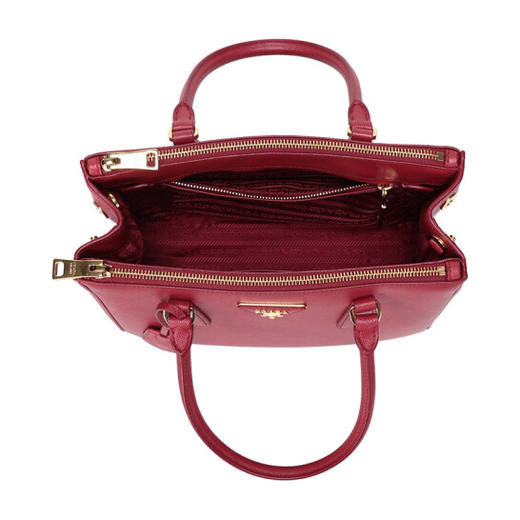 PRADA 普拉达 女士 Galleria 中号 Saffiano 皮革三角形金属刻字徽标提挎包 玫红色 1BA863 NZV F068Z OOO 商品图5