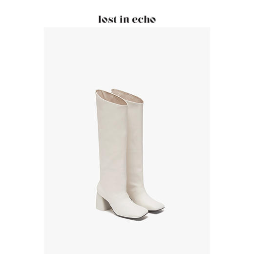 lost in echo 设计师原创 方头直筒圆跟膝下靴 商品图1