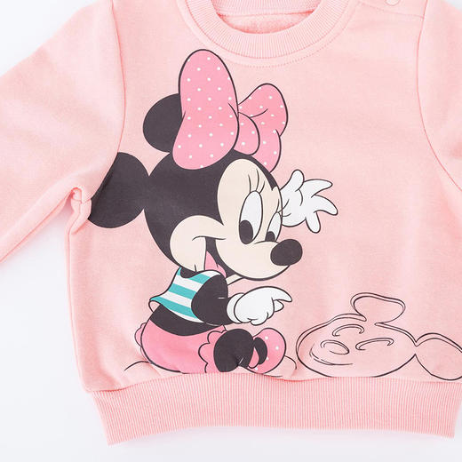 迪士尼disney女宝宝米妮印花抓绒卫衣