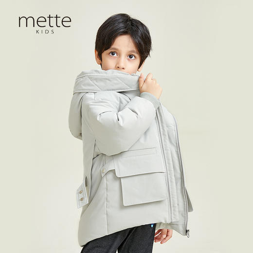 METTE童装90白鹅绒羽绒服2020秋冬中大童男宝连帽加厚保暖面包服 商品图2