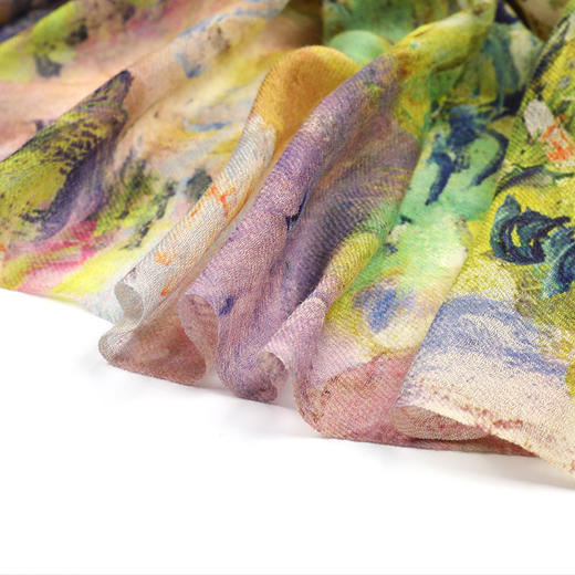 醍醐X莫奈 紫藤花 藏地牦牛绒围巾印象派油画轻奢薄款秋天保暖 商品图2