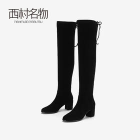 西村名物新款优雅中跟弹力靴显高显瘦X284I40621