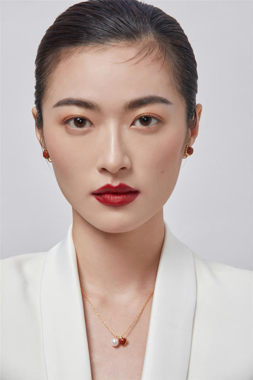 Pearl moments 南红 方寸间 肥方珍珠耳夹 商品图2