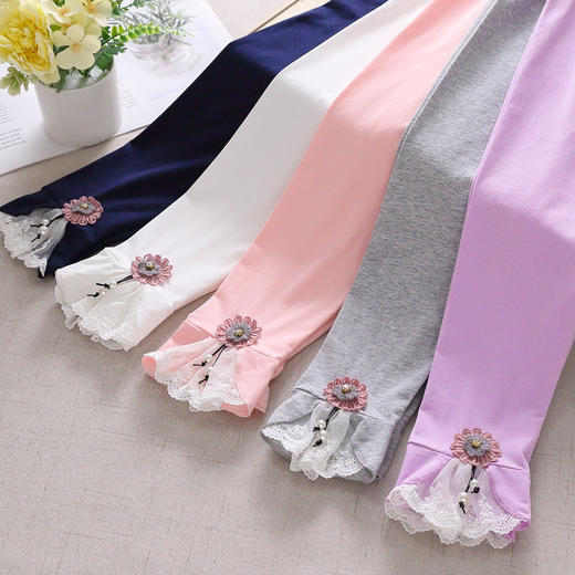 DFN-5008女童打底裤夏季薄款2020新款韩版儿童白色纯棉时尚针织长裤 商品图0