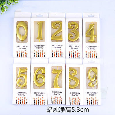 独立包装 金色数字蜡烛0-9 生日蛋糕装饰蜡烛 商品图1