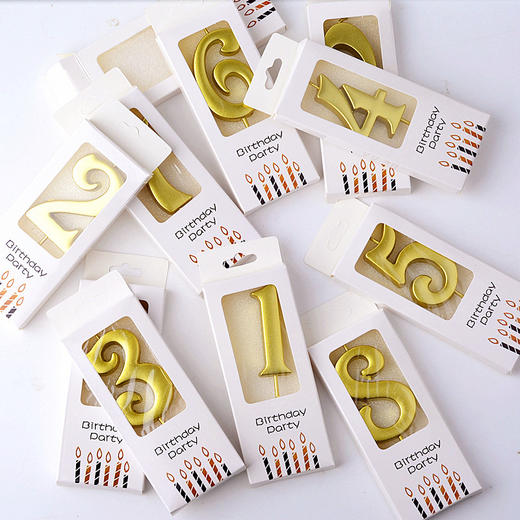 独立包装 金色数字蜡烛0-9 生日蛋糕装饰蜡烛 商品图0