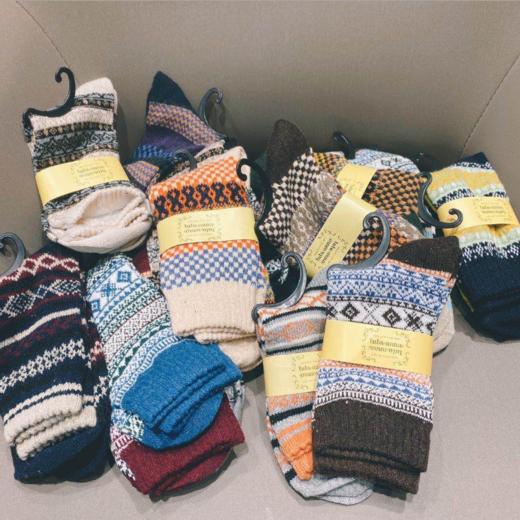 日本tutu羊毛袜图腾袜居家袜纯棉地板袜纯色条纹简单百搭一组五双十双袜子七夕情人节 商品图10