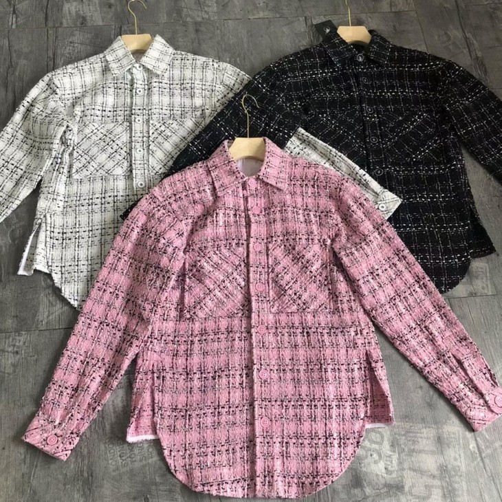 原单cl银线编织小香风格子外套