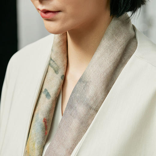 醍醐莫奈日出印象牦牛绒围巾印象派油画轻奢薄款防晒牦牛绒方巾 商品图2