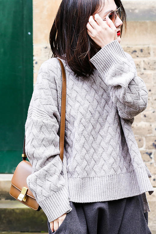 特惠7折m1520文艺洋气编织宽松加厚高领羊毛衫女秋冬女士毛衣